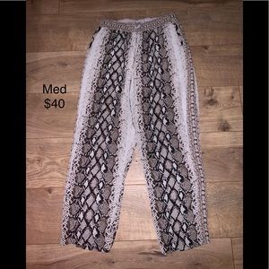 Snake print silk pants